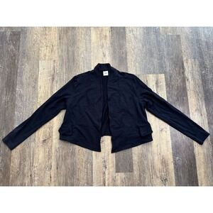 Cabi Black Open Front Cardigan Modal Cotton Blend Jacket Style 5153 Womens L